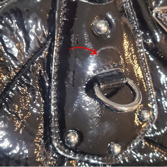 PRADA Vernis Chevron Dome Satchel in Nero Bowler Handbag W/ Shoulder Strap MINT - Picture 15 of 16